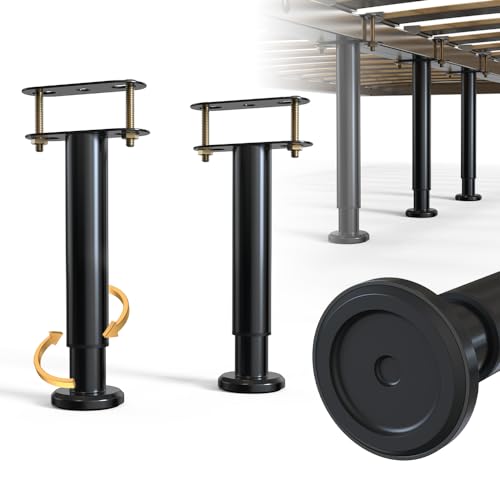 2Pcs Adjustable Height Bed Frame Support Leg, Extra Sturdy Steel Bed Frame Support Legs with Wider Rubber Base, More Stable/Quieter, Bed Slat Reinforcement Kit for King/Queen Bed (7"-12.6") - size: 7"-12.6" (2pcs)