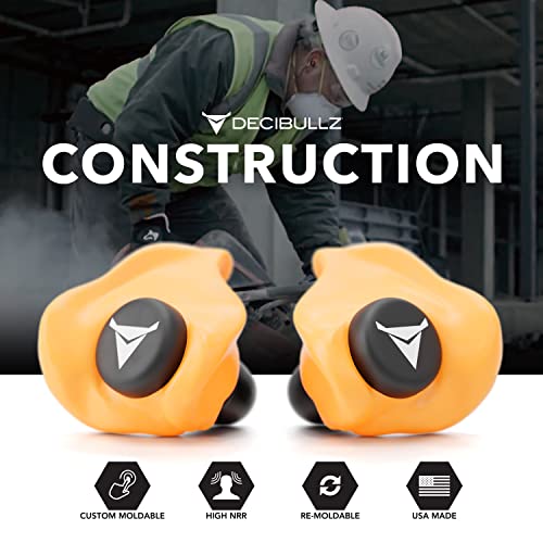 Decibullz Custom Molded Ear Plugs 31dB NRR Shooting Ear Protection (Orange) - color: Orange