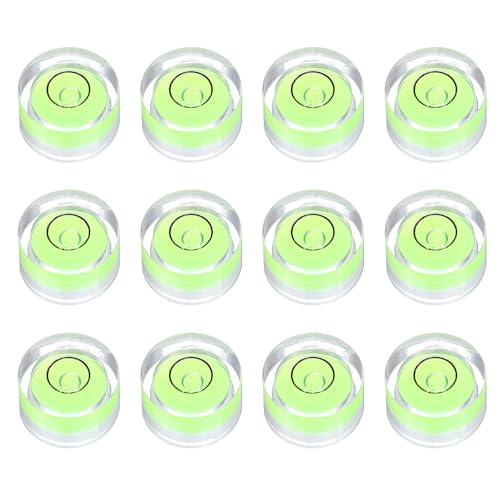 HARFINGTON 12pcs Small Circular Bubble Spirit Level 14x8mm,Green/Black - color: Green/Black, size: 14x8mm