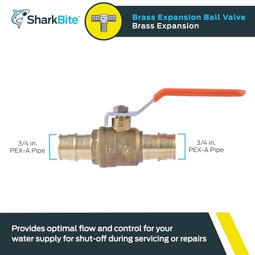 SharkBite 3/4 Inch Expansion Ball Valve for PEX-A Pipe, Brass Plumbing Fittings for PEX A Tubing, UAB22462LFA - size: 3/4 in.