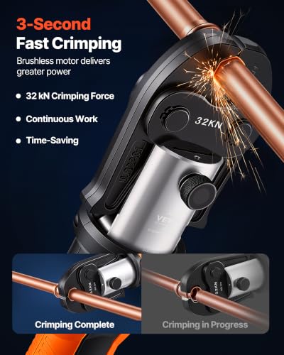 VEVOR Press Tool 18V Electric Pipe Crimping Tool for 1/2" - 2" Copper Pipes - size: Standard Size