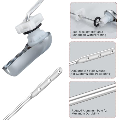 Joyrain Universal Front-Mount Toilet Replacement Kit, Toilet Flush Tank Rod with Stainless Steel Flapper Chain, Compatible with Most Front-Mount Toilets (Chrome (Brushed Nickel Rod), 1-Pack)