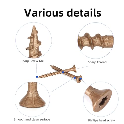 Deck Screws #8 x 1-5/8’’, T25 Star Torx Drive Flat Head Wood Screws, Brown, 5lb - color: Brown, size: 8X1-5/8’’