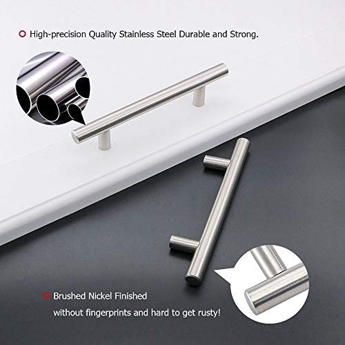 homdiy 15Pack 5in Cabinet Pulls Brushed Nickel Cabinet Handles Nickel Pulls Modern Cabinet Hardware, Stainless Steel Kitchen Cabinet Handles Drawer Pulls - color: Brushed Nickel, size: 5in hole centers