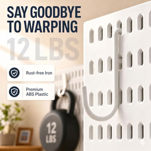 AKTOP Plastic Peg Board Wall Organizer 4-Pack, 12"x12" Pegboard Kit, White - color: 12inch Pegboard Kit-White