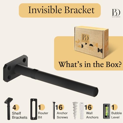 Balin Designs Invisible Floating Shelf Brackets 8 Inch, 4 Pack (3/4" Rod, 300 lbs) – Heavy Duty Hidden Shelf Hardware, Floating Mantel Bracket for Kitchen, Bathroom, Fireplace, Living Room - size: 8" Heavy Duty, style: Bracket Only
