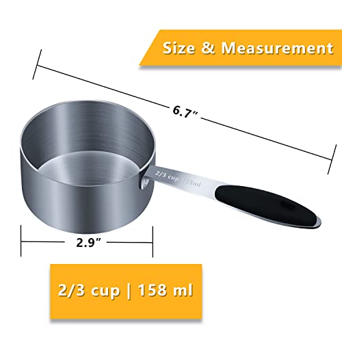 2PCS 2/3cup(158ml) Measuring Cup, Stainless Steel Measure Scoop - size: 2/3cup