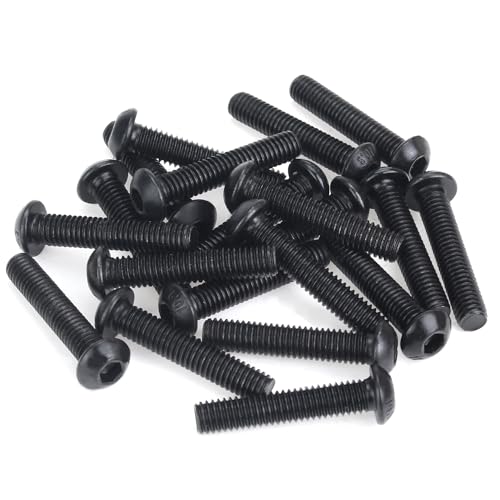 25 Pieces M6 x 30mm Button Head Socket Cap Screws, Thread Pitch 1.0mm, Sutemribor M6 Black Screws, 10.9 Grade Alloy Steel, Black Oxide Finish, Fully Threaded - size: M6 x 30mm, style: Button Head
