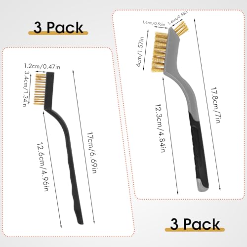 Wire Brush for Cleaning, Small Brass Steel Nylon Brush, Metal Rust Remover - color: Grey+3 Mixed Color