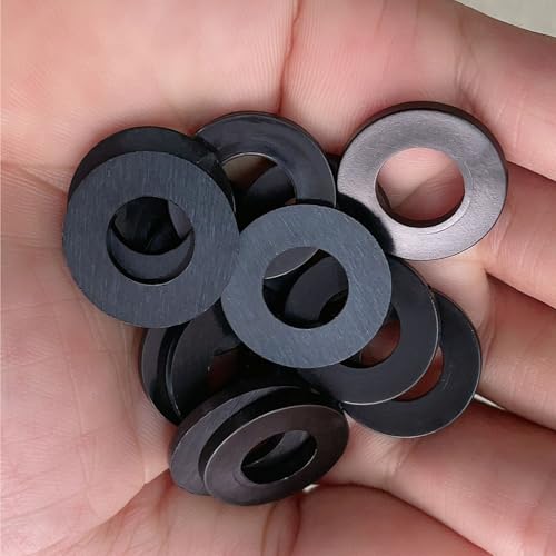 M10 Black Nylon Washers, 10mm ID, 20mm OD, 2mm Thickness, Plastic Round Washer, 100 Pieces Flat Washers Hardware Set - size: M10