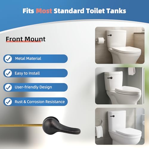 iFealClear Universal Metal Toilet Handle Replacement Kit, Front Mount Toilet Tank Flush Lever with Stainless Steel Chain, Fits Most Toilets, Oil Rubbed Bronze - color: Oil Rubbed Bronze, style: Front Mount Design