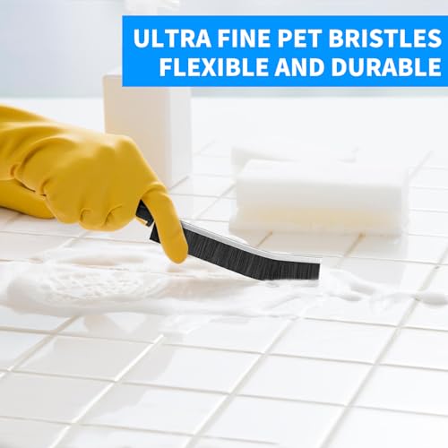 4TH Multi-Purpose Hard Bristle Crevice Cleaning Brush -Deep Reach Gap Cleaning Tool for Household Use -Versatile, Durable, Thin Brush to Clean Tight Spaces -4 Pcs, Black