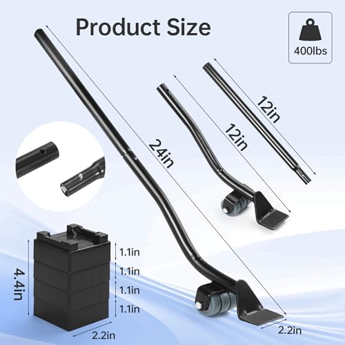 Furniture Lifter Tool, Appliance Lifter, Save 80% Effort, Lift Up to 400 Pounds Heavy Items, Furniture Lifter Jack for Heavy Furniture Appliance, Safely and Easily Lifting Furniture and Appliances - size: 24 IN - 400 LB