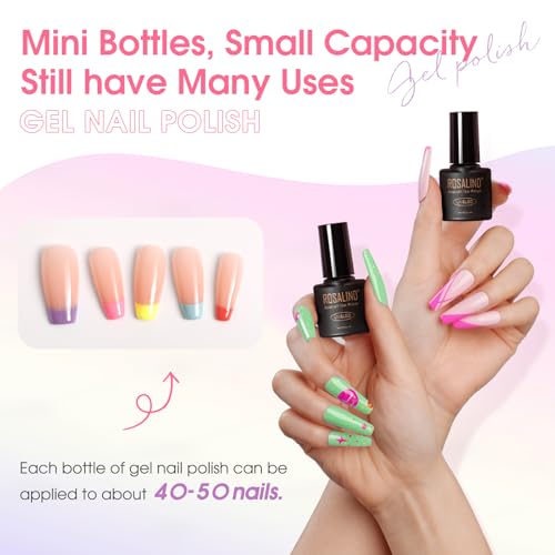 ROSALIND 30Pcs Gel Nail Polish Set, 26 Colors Macaron Pastel Gel Polish | with 3Pcs Glossy Matte Glitter Top Coat, Base Coat, Four Seasons Colors, Soak Off, UV Gel Nail Gift for Women - color: Multi-pastel