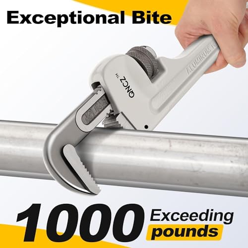 QNCZ 3-Piece Aluminum Pipe Wrench Set, 10" 14" 18" Heavy Duty Adjustable - size: 10-14-18 Inches