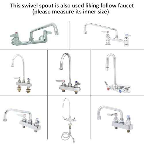 Brass Swivel Swing Nozzle Spout Replacement Kit for Most T and S Commercial Kitchen Sink Faucet, 12" Spout Reach with MAX 2.2 GPM Aerator