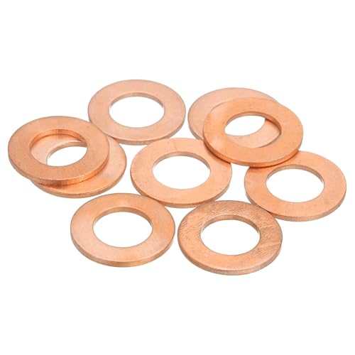 MECCANIXITY 9Pcs Flat Washer, M12 Copper Washers Copper Sealing Ring Crush Washer Kit Assortment, 12mm ID, 22mm OD, 1.5mm Thick for Bolts Screws Machinery Repair - size: 12mmx22mmx1.5mm
