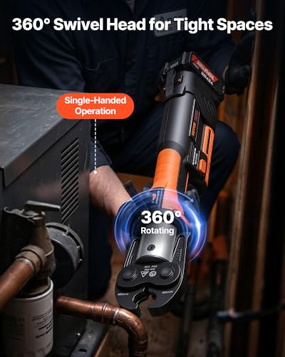VEVOR Press Tool 18V Electric Pipe Crimping Tool for 1/2" - 2" Copper Pipes - size: Standard Size