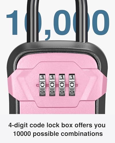 Puroma Key Lock Box for House Keys Combination Lockbox with Code, 1 Pink - color: Pink