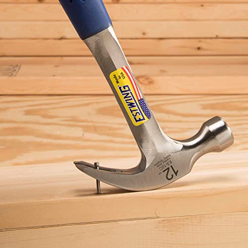 ESTWING Curved Claw Hammer, 12 oz Smooth Face, Shock Reduction Grip, E3-12C - size: 12 oz (Ounces)