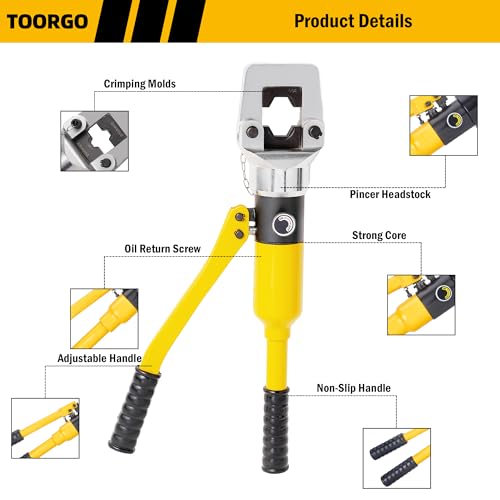 16T Hydraulic Crimping Tool,6 AWG-800 MCM Hydraulic Crimper,12 Dies