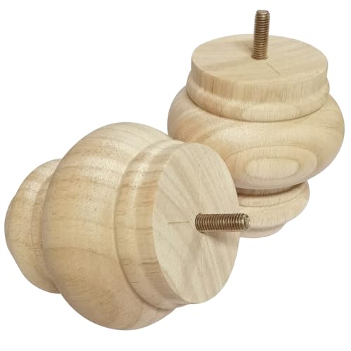 4 Inch Wooden Bun Feet Sofa Replacement Parts Round Furniture Legs Unfinished Sofa Couch Chair Ottoman Replacement Legs Solid Wood Cabinet Legs Set of 4 (4 inch Unfinished) - size: 4 inch Unfinished
