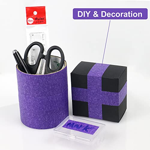 BOMEI PACK Purple Painters Tape 1 Inch Bulk - Paint Tape 5 Rolls x 1 Inch x 55 Yards - Purple Masking Tape for Walls Painting, DIY Crafting, and School Projects, Total 275 Yards - color: Purple