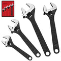 Adjustable Wrench Set Wrenches Sets: 4-Piece 6, 8, 10, 12 Inch Chrome Vanadium Steel Corrosion-Resistant Black Oxide Finish for Automotive Plumbing and Household Repairs - size: 4 PCS Professional Set (6",8",10",12")