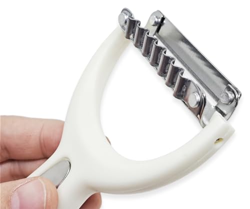 WitnyStore Kitchen Tool 6" Long White Plastic Handle Stainless Steel Wavy Peeler Scraper Bottle Opener - Thai Cooking Utensils Multipurpose Portable Hand-Held Cookery Equipments for Fruits Vegetables - size: 6"