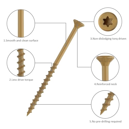 WELLOCKS #9 x 2-1/2 in Tan Deck Screws, 1.2 lbs with T25 Bit - size: #9×2-1/2", style: 1.2LBS Tan