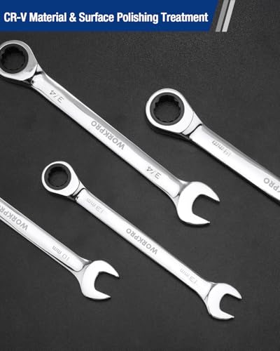 WORKPRO 13 mm Ratcheting Combination Wrench, Mirror Polish Chrome Plating - size: 13 mm, style: Mirror Polish