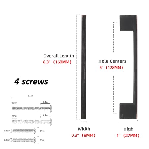 10 Pack 5 Inch(128mm) Cabinet Pulls Oil Rubbed Bronze Kitchen Cabinet Handles Zinc Alloy Drawer Pulls Solid Cabinet Hardware - color: Oil Rubbed Bronze, size: 5'' Hole Center(128mm)