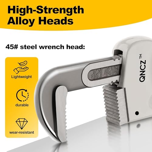 QNCZ 3-Piece Aluminum Pipe Wrench Set, 10" 14" 18" Heavy Duty Adjustable - size: 10-14-18 Inches