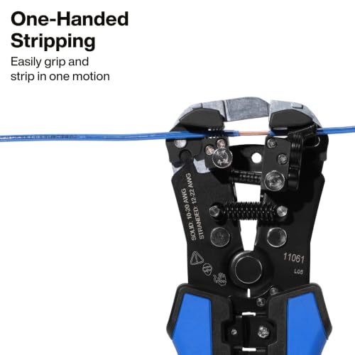 Klein Tools 11061 Self-Adjusting Stripper / Cutter, Heavy Duty, for 10-20 AWG Solid, 12-22 AWG Stranded, and Romex Wire 12/2 and 14/3