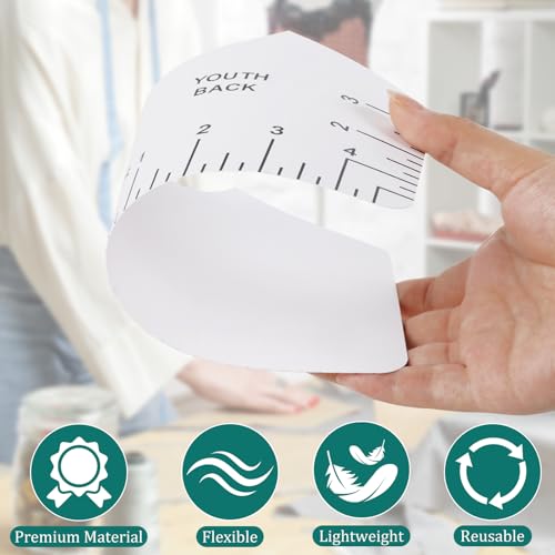 Phinus Tshirt Ruler 8P, White PVC Shirt Measurement Tool for Heat Press, V-Neck/Round T-Shirt Ruler Guide with Soft Tape and Pens for for Alignment, Front and Back Measurement
