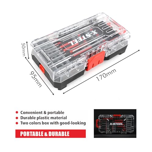X-STEEL Impact Torx Bit Set 26pcs，CR-V Steel Security Torx Bit Sets，Magnetic Tamper Proof Star BitSet with Storage Box for Power Screwdrivers and Electric Drills - size: 26PCS