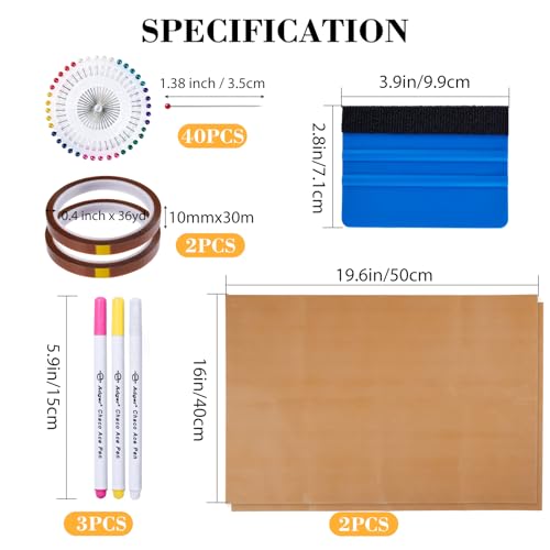 18Pcs Sublimation Accessories, Tshirt Ruler Guide Vinyl Alignment Tool, Heat Press Accessories, Teflon Sheet Non Stick 16x20, Heat Resistant Tape 0.4" x108ft, PVC T Shirt Rulers to Center Designs - style: Tshirt Ruler-18