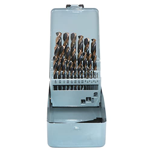 29pcs HSS Black and Gold Finish, High Speed Steel Twist Drill Bits, 1/16" - 1/2" in Metal Case