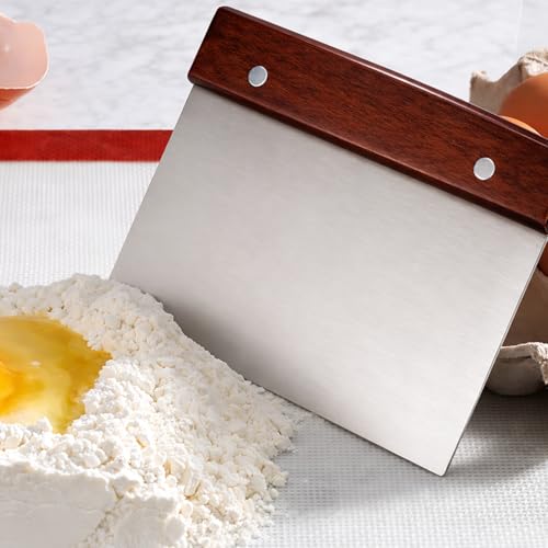 Boorika Dough Scraper & Bench Scraper Kitchen – Stainless Steel Sourdough Tools – Dough Cutter for Sourdough Bread, Pizza, and Flat Top Griddles – Chef Approved (Dark) - color: Dark