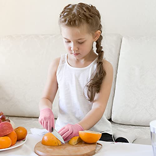 Geyoga 4 Pairs Kids Cut Resistant Gloves Level 5 Safe Gloves Protection - size: Medium (Pack of 4)