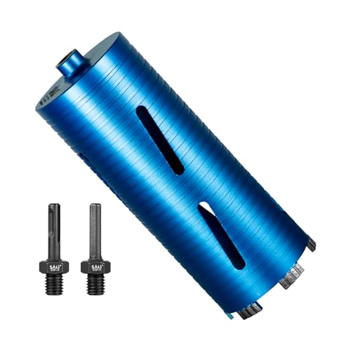 SALI Diamond Core Drill Bits 4" Diameter 10"/254mm Drilling Depth 5/8-11" Thread Core Bit Turbo Laser-Welded Segments for Cured Concrete with, Brick, Block, Masonry, with Two Adapters - size: 4 inch