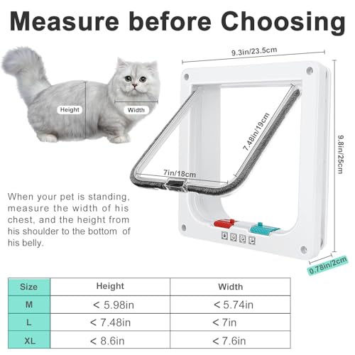 Lessmon Cat Door Flap for Interior Exterior Doors, Outer 9.8x9.3x0.78in, L - size: 9.8x9.3x0.78 inches
