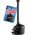 FORASTO Toilet Plunger with Holder - Heavy Duty Bathroom Cleaning Tools - color: Black, size: 1Pack