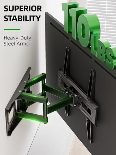 USX MOUNT TV Wall Mount for 32-74 inch Flat Screen/LED/4K up to 110lbs, Full Motion TV Mount Bracket with Swivel & Tilt Articulating Dual Arms, Max VESA 400x400mm, Fits 12/16" Wood Studs (Pack of 2) - size: 32-74inch (Pack of 2)