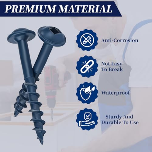 Pocket Hole Screws #8 x 1-1/2", Goobetter Pocket Screws 1-1/2 Inch 600 Pcs for Exterior, Washer Head with Square Drive, Coarse Thread, Blue Coated, Self Tapping, 100MM Drive Bit Included - size: #8 x 1-1/2"