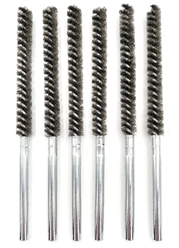 Drill-Powered 6pcs Pipe Cleaning Brush Set Stainless Steel Bristles - size: 2/5"(10mm)