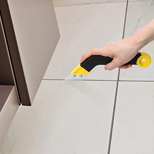 Coitak Tile Grout Saw Grout Removal Tool with 3 Pieces Extra Blades, Yellow | 3 Pieces Extra Blades Replacement, Grout Removal Tool, Tile Cleaning, Ergonomic Handle