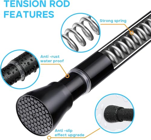 2 Pack Black Tension Curtain Rod 30 to 64 Inch,Adjustable Curtain Rod - color: Black 2 Pack, size: 30-64"