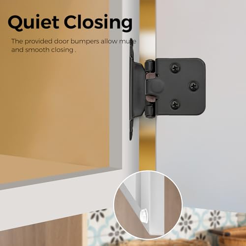 4 Pack 2 Pair Black Cabinet Hinges, 1/2" Overlay Semi-Concealed Hinges - color: Black, size: 1/2" Overlay