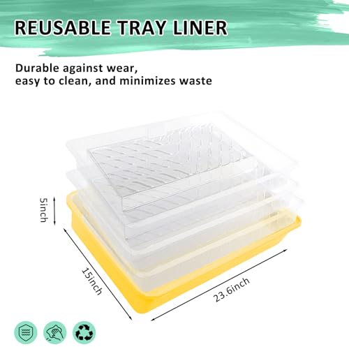 18 inch Paint Roller Kit, 22 PCS Large Paint Roller Tray with Liner, 18 inch Rollers for Painting, Rollers and Frame, 4 FT Extension Pole, Suitable for DIY Interior Walls, Rooms